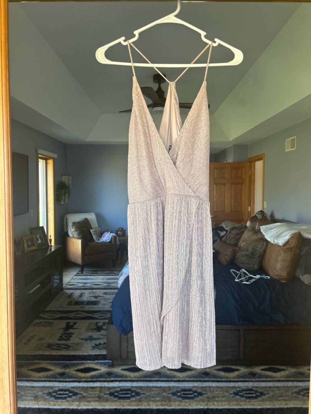 Express Metallic Light Pink Sleeveless dress